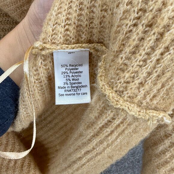 Nine West Cardigan Woen XS Beige Open Front Collared Long Sleeve Knit Wool - Picture 4 of 7